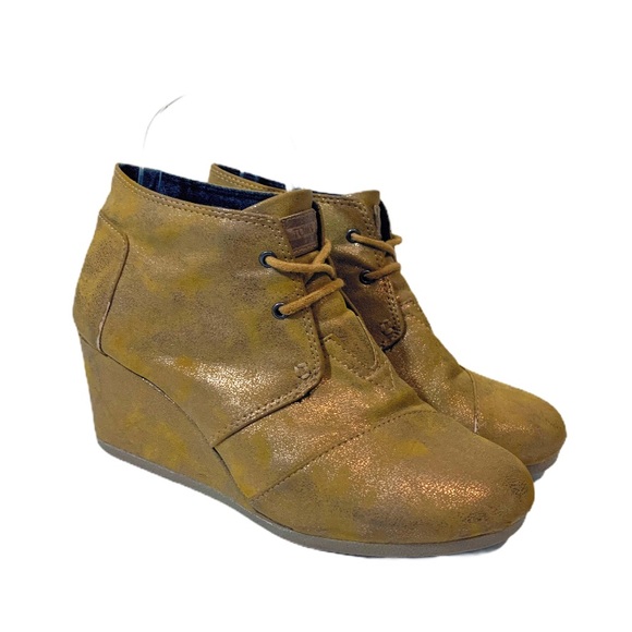 gold wedge booties